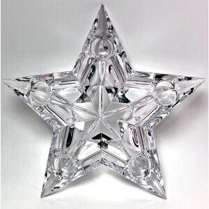 Mikasa Stellar Star 5 Hole Lead Crystal Candle Holder Clear Xmas Centerpiece